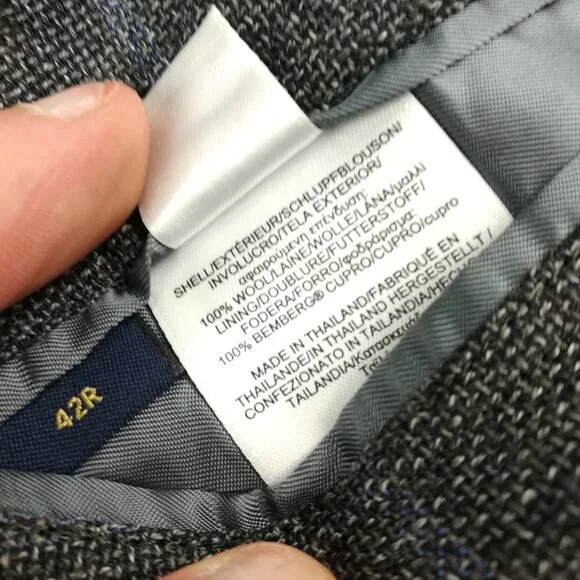 Brooks Brothers Sport Coat Italy Wool Windowpane Plaid Gray Blue 42R Fitzgerald - Picture 6 of 13